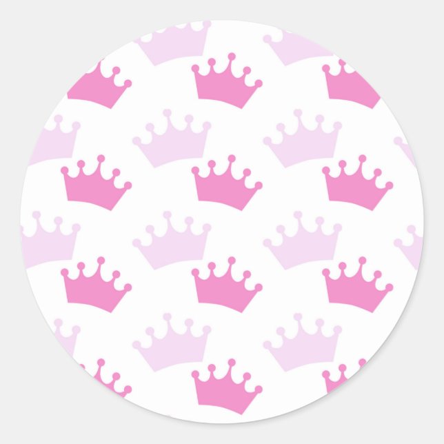 Sticker Rond Couronnes royales roses Fairytale Princess Baby sh (Devant)