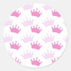 Sticker Rond Couronnes royales roses fête de princesse de conte
