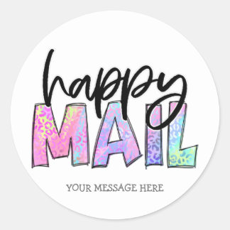 Sticker Rond Courrier joyeux Rainbow Empreinte de léopard Busin