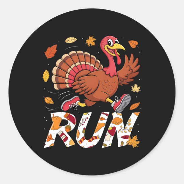 Sticker Rond Course à pied drôle de 5 km Trot de dinde Thanksgi (Devant)