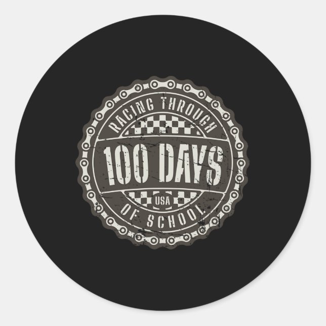 Sticker Rond Course à travers 100 jours d'école - Motorcycle Di (Devant)