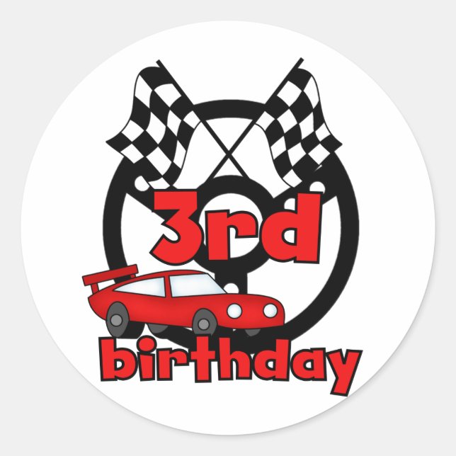 Sticker Rond Course automobile 3e anniversaire Tshirts et cadea (Devant)