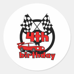 Sticker Rond Course automobile 4e anniversaire