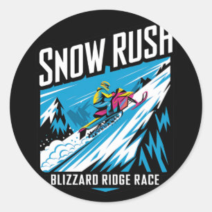 Sticker Rond Course de motoneige - Sport hivernal extrême