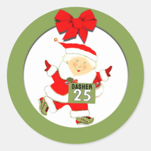 Sticker Rond Course de Noël de Runner