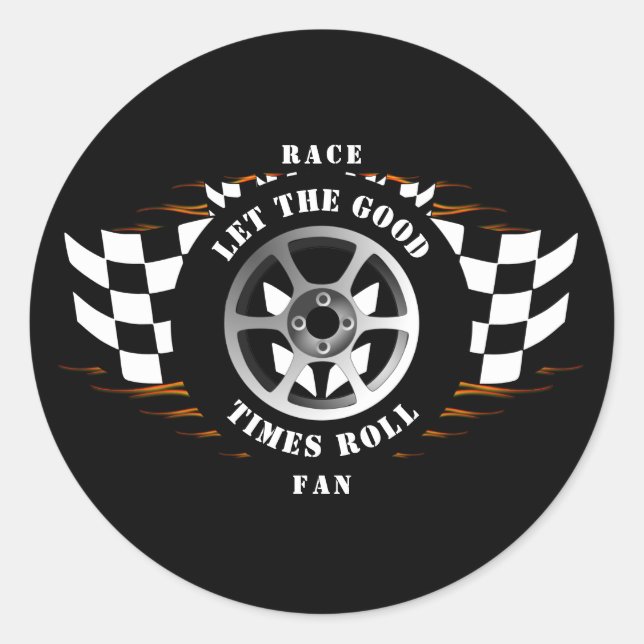 Sticker Rond Course de voiture de sport Flamboyant Checkered Ca (Devant)