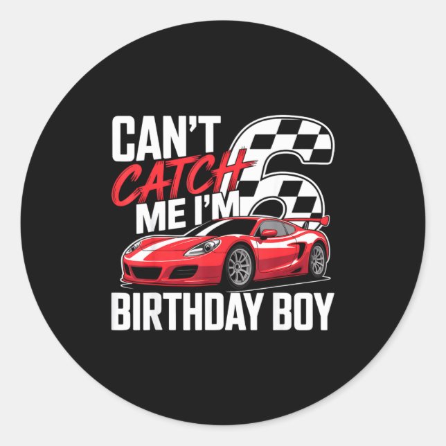 Sticker Rond Course de voitures de course 6e anniversaire ne pe (Devant)