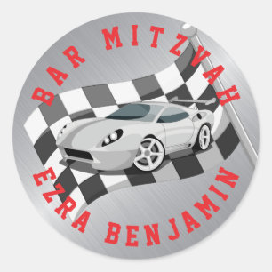 Sticker Rond Course de voitures Karting Bar Mitzvah