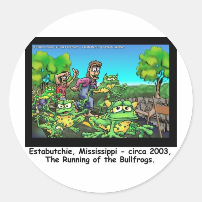 Sticker Rond Course Des Grenouilles Taureaux Cadeaux Drôles/Obj (Devant)