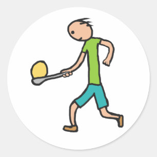 Sticker Rond Course d'oeufs et de cuillère