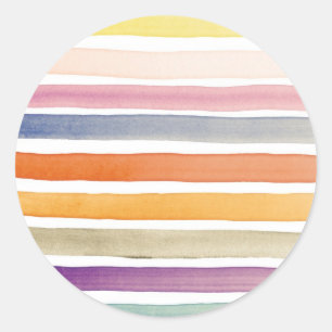 Sticker Rond Courses peintes à la main de brosse d'aquarelle,