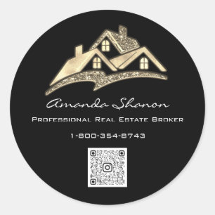 Sticker Rond Courtier agent immobilier Golden House QR CodeLOGO