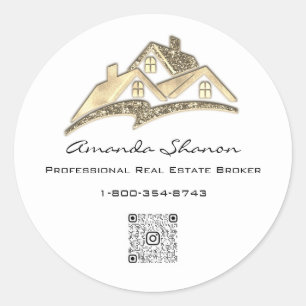 Sticker Rond Courtier agent immobilier Golden House QR CodeLOGO