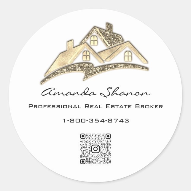 Sticker Rond Courtier agent immobilier Golden House QR CodeLOGO (Devant)