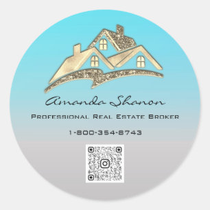 Sticker Rond Courtier immobilier Gold House Code QR LOGO