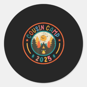 Sticker Rond Cousin Camp 2025 Famille Réunion Camping Aventure
