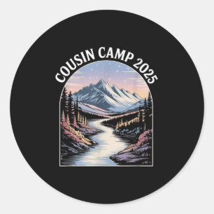 Sticker Rond Cousin Camp 2025 Famille Réunion Montagne Aventure
