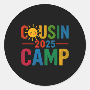 Sticker Rond Cousin Camp 2025 Vacances d'été Rassemblement fami
