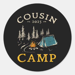 Sticker Rond Cousin Camp 2025 Vacances en famille Camping d'été