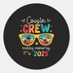 Sticker Rond Cousin Crew 2025 Réunion de famille Faire des souv