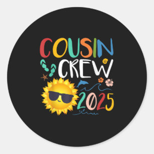 Sticker Rond Cousin Crew 2025 Shirt Family Vacation Beach