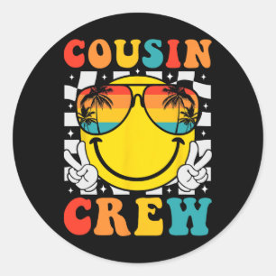 Sticker Rond Cousin Crew 2025 Summer Vacation Beach Voyage en f