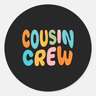 Sticker Rond Cousin Crew 2025 Vacation Famille Enfant Garçon Fi