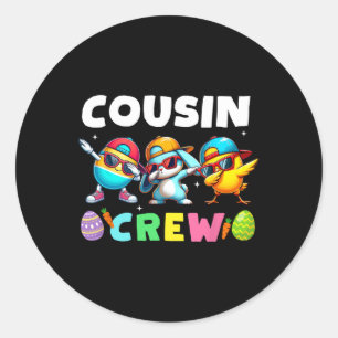 Sticker Rond Cousin Crew Bunny Famille de lapins de Pâques jume
