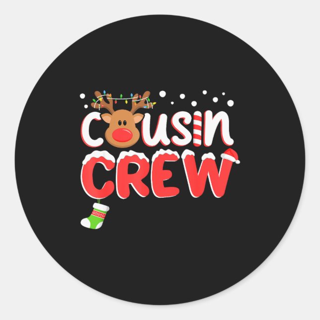 Sticker Rond Cousin Crew Christmas Kids Cousins Christmas Match (Devant)