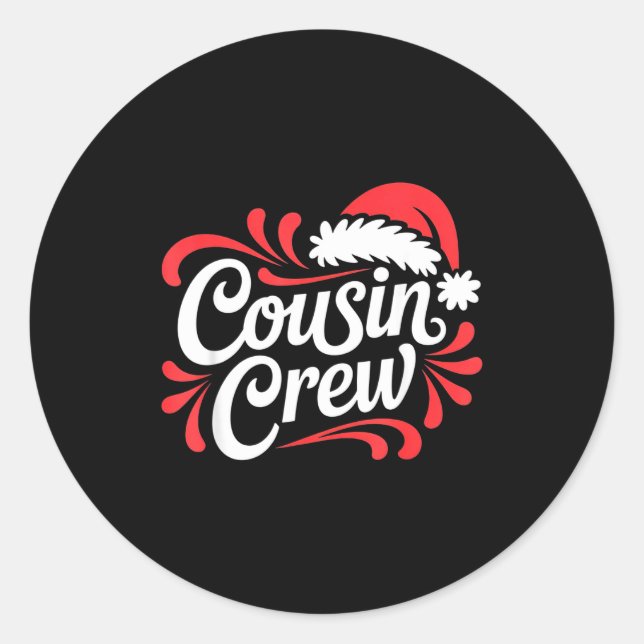 Sticker Rond Cousin Crew Christmas Xmas Lights Family Matching  (Devant)