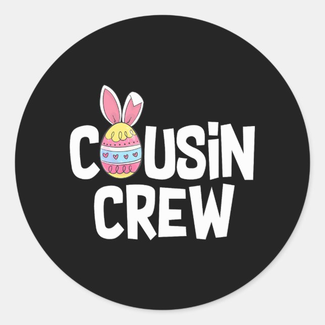 Sticker Rond Cousin Crew Cute Bunny Matching Easter Day Rabbit (Devant)