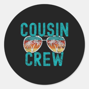 Sticker Rond Cousin Crew Famille Vacances Été Plage de vacances