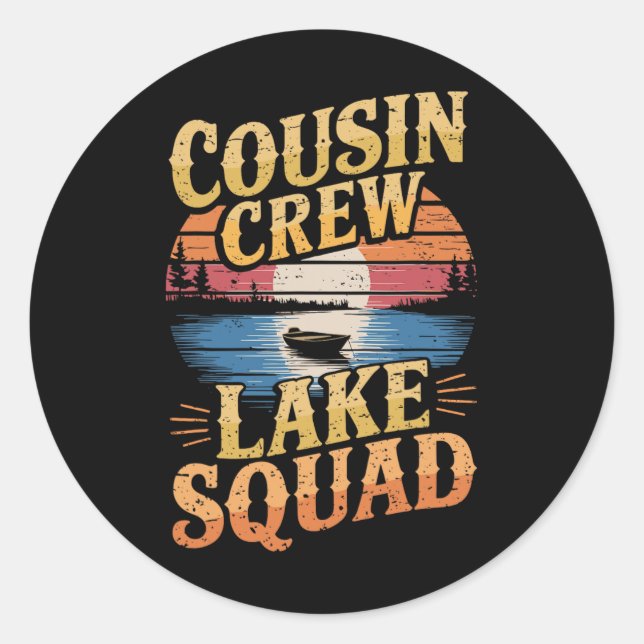 Sticker Rond Cousin Crew Lake Squad  (Devant)