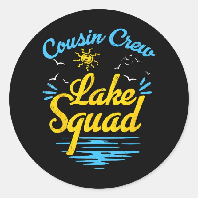 Sticker Rond Cousin Crew Lake Squad Amusant Family Vacances Lak (Devant)