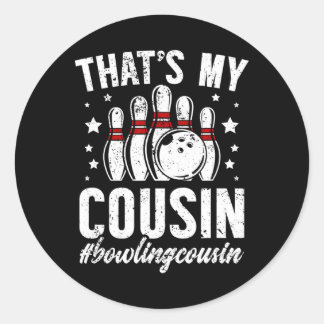 Sticker Rond Cousin De Bowling De Bowler Bowling Cousin - Noir