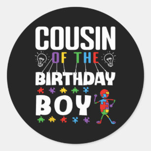 Sticker Rond Cousin du garçon qui fête son anniversaire Puzzle