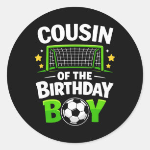Sticker Rond Cousin du garçon qui fête son anniversaire Soccer