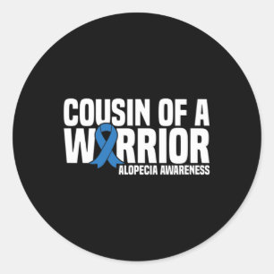 Sticker Rond Cousin d'un guerrier Bleu Ruban Alopécie Sensibili