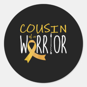 Sticker Rond Cousin D'Un Guerrier De Sensibilisation Au Cancer