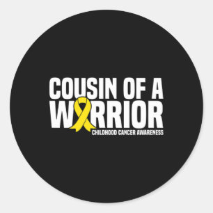 Sticker Rond Cousin d'un guerrier Sensibilisation au cancer inf
