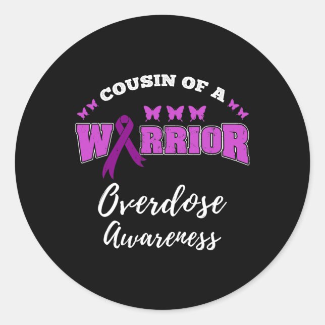 Sticker Rond Cousin D'Un Guerrier Surdose Sensibilisation (Devant)