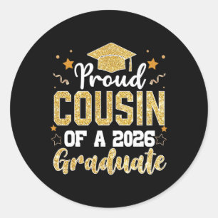 Sticker Rond Cousin Senior 2026 Cousin fière d'une promotion de