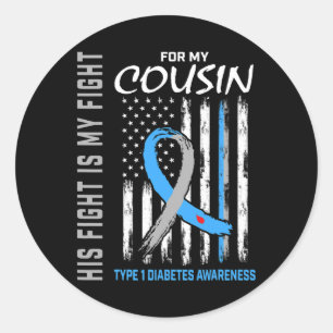Sticker Rond Cousin Type Un Diabète Sensibilisation Ruban USA D