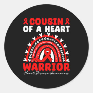 Sticker Rond Cousine d'un guerrier du cœur Maladie cardiaque Bo