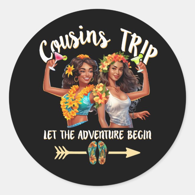 Sticker Rond Cousins Voyage Femmes Noires Vacances Laisser L'Av (Devant)