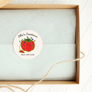 Sticker Rond Coussin à menton rouge à marmite Roun classique à