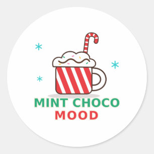 Sticker Rond coussin rond mignon mood choco menthe