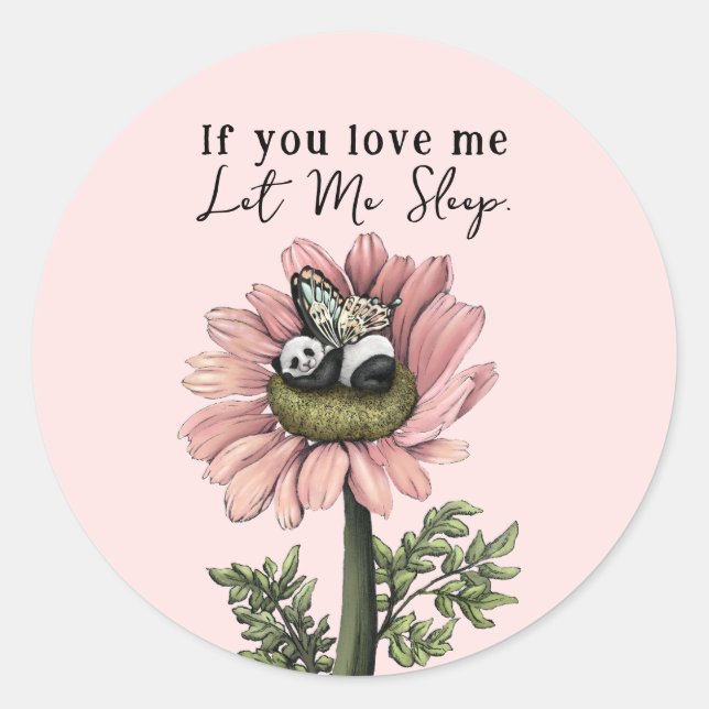 Sticker Rond Coussin rose couchage Panda Ours Fée Jeu d'oreille (Devant)