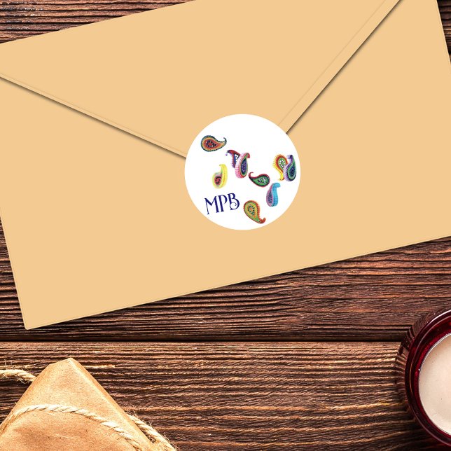 Sticker Rond Coussins et initiales colorés (Créateur téléchargé)