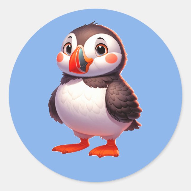 Sticker Rond Coute Baby Tampin Oiseau Pingouin (Devant)